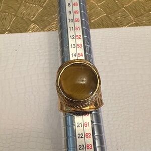 Gold Statement Ring with Brown Stone